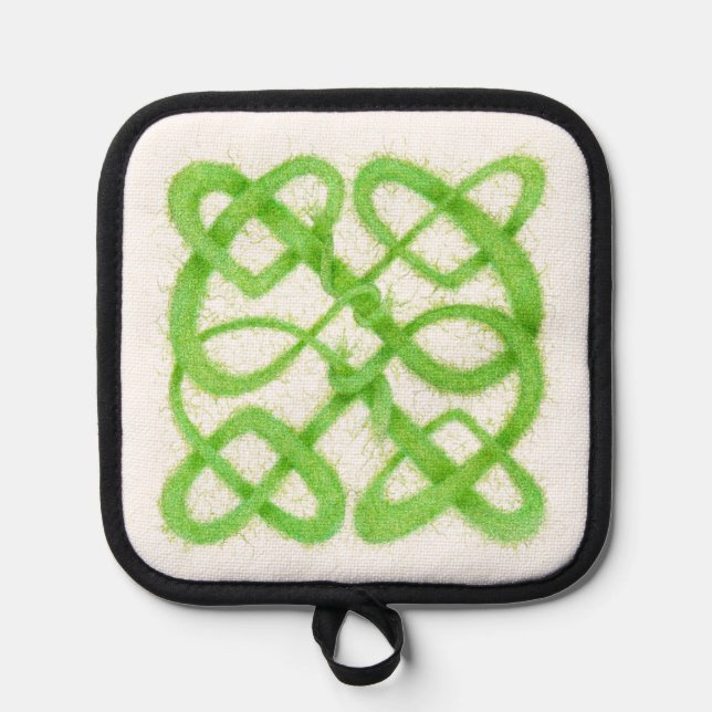 GREEN CELTIC KNOT Pot Holder  (Front)