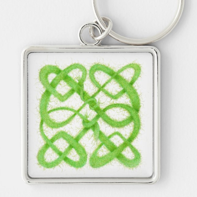 GREEN CELTIC KNOT Premium Square Keychain (Front)