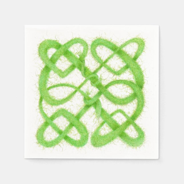 GREEN CELTIC KNOT Standard Cocktail Paper Napkins (Front)