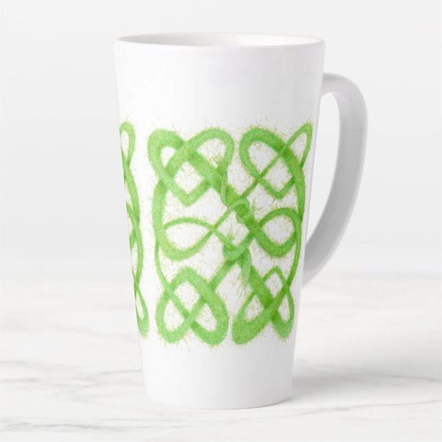 GREEN CELTIC KNOT Tall Latte Mug (Right Angle)