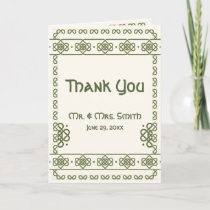 Green Celtic Knots Wedding Thank You Card