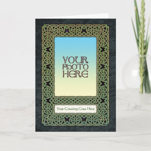 Green Celtic Knotwork Photo Frame Greeting Card