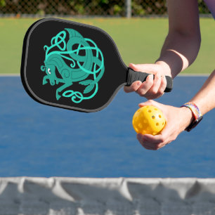 Green Celtic Seahorse Pickleball Paddle