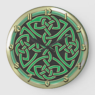 Green Celtic Shield Knot Round Wall Clock