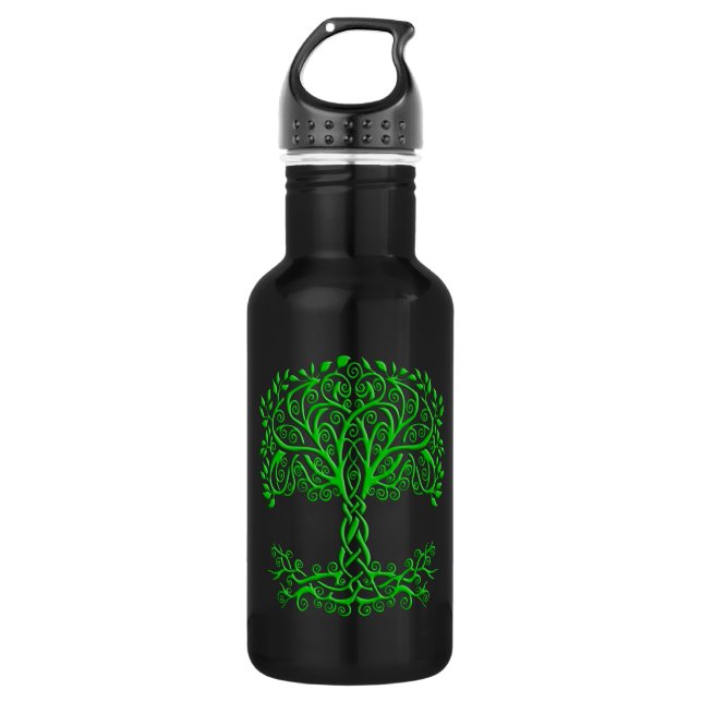 Green Celtic Tree Of Life 532 Ml Water Bottle (Front)