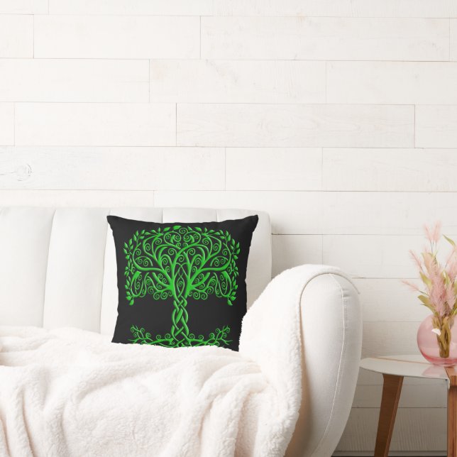 Green Celtic Tree Of Life Cushion (Couch)