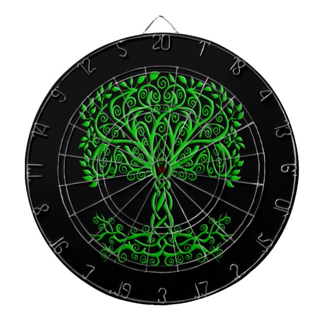 Green Celtic Tree Of Life Dartboard (Front)