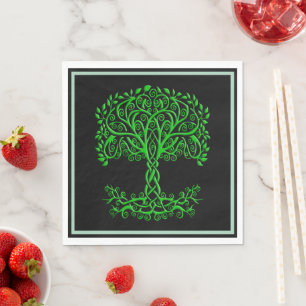 Green Celtic Tree Of Life Napkin