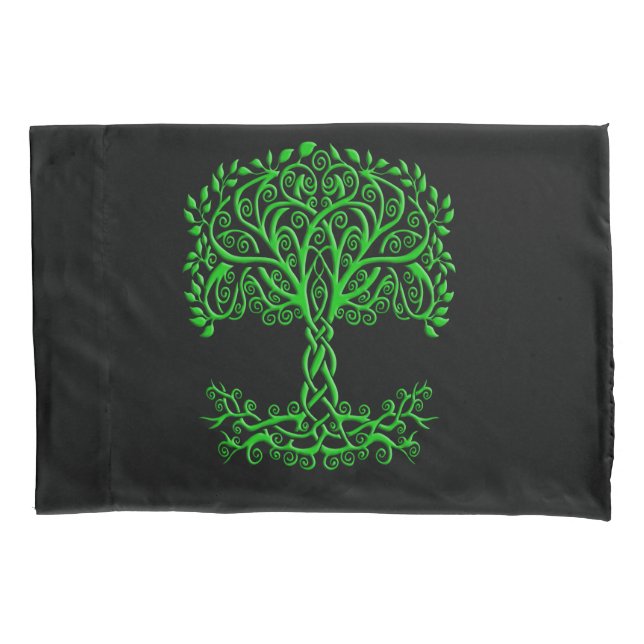 Green Celtic Tree Of Life Pillowcase (Front)