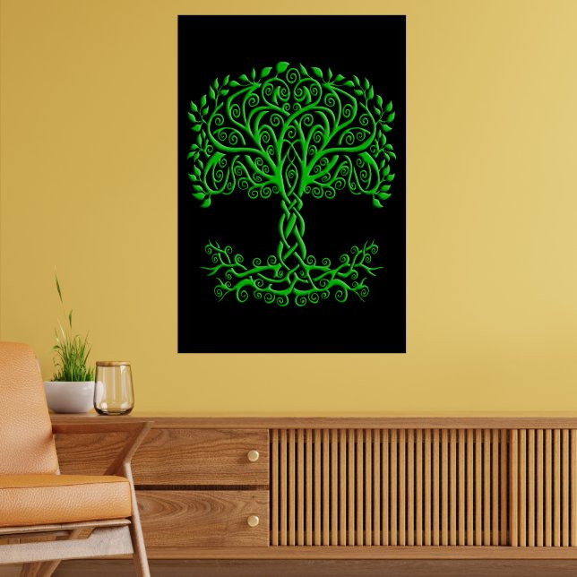Green Celtic Tree Of Life Poster (Living Room 2)