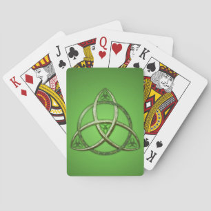 Green Celtic Trinity Knot Playing Cards
