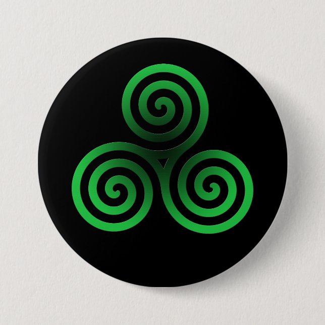 Green Celtic Triskele 7.5 Cm Round Badge (Front)