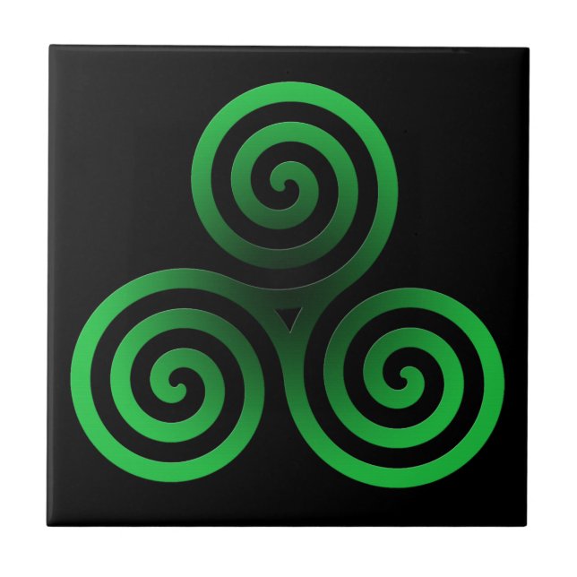Green Celtic Triskele Ceramic Tile (Front)