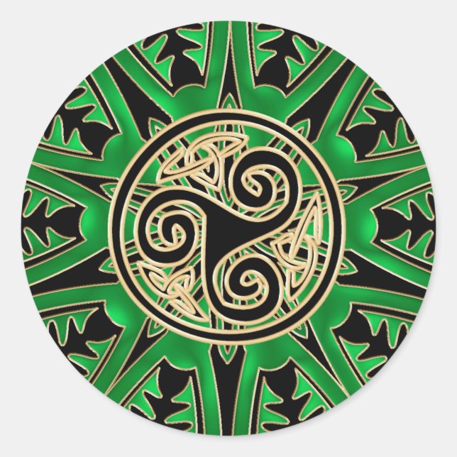 Green Celtic Triskele Mandala Sticker (Front)