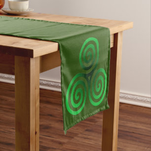 Green Celtic Triskele Short Table Runner