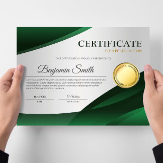 Green Certificate of Appreciation Award Flyer
