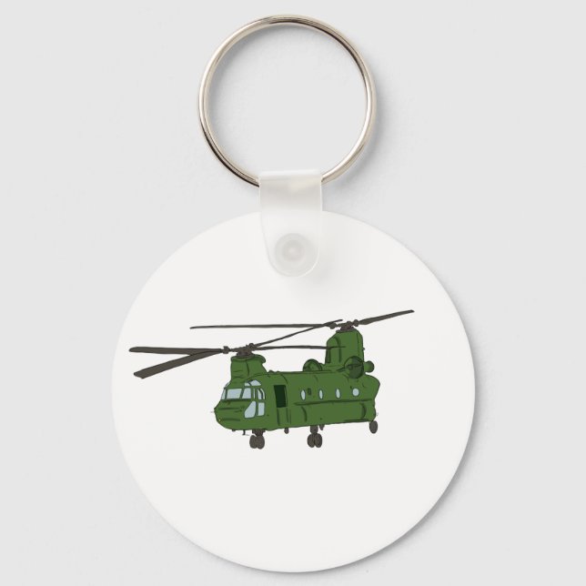 Green CH-47 Chinook Military Helicopter Key Ring (Front)
