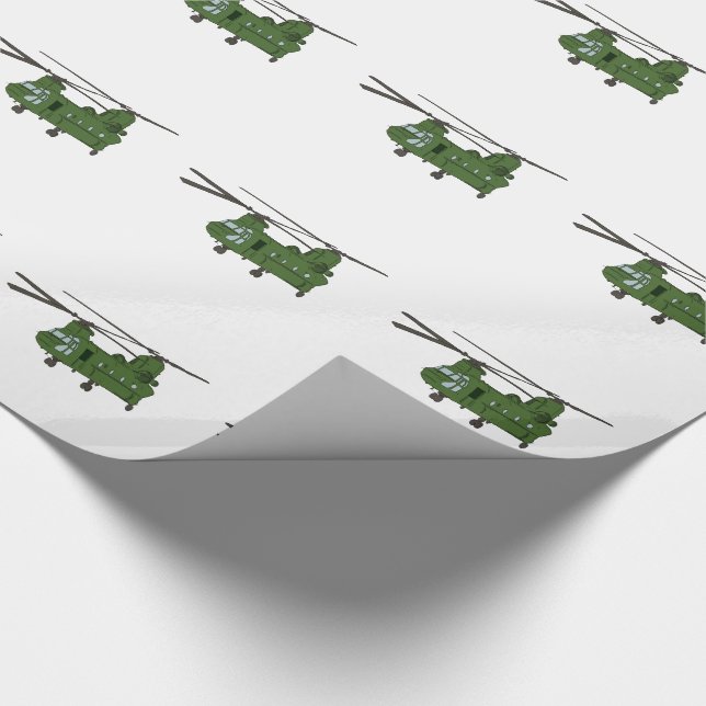 Green CH-47 Chinook Military Helicopter Wrapping Paper (Corner)