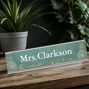 Green Chalk Board Teacher's Name Plate