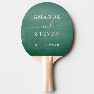 Green Chalkboard Couple Names with Wedding Ping Pong Paddle