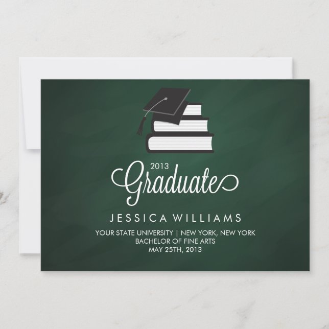 Green Chalkboard Graduation Announcement (Front)