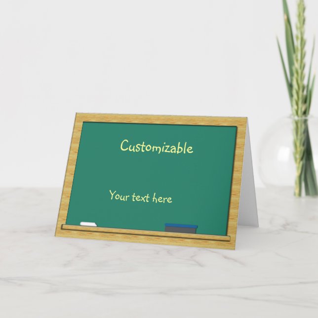 Green Chalkboard Greeting - Customisable Card (Front)