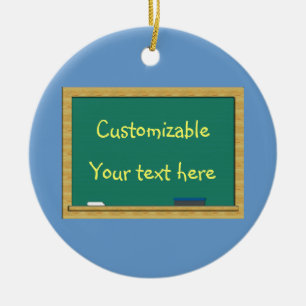 Green Chalkboard Greeting - Customisable Ceramic Ornament