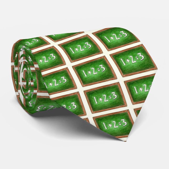 Green Chalkboard Slate Math Teacher Gift Tie (Rolled)