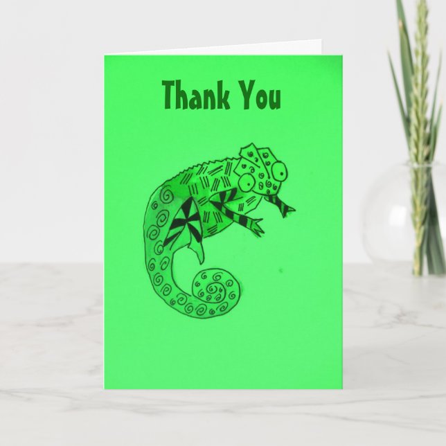 Green chameleon ink Thank You (Front)