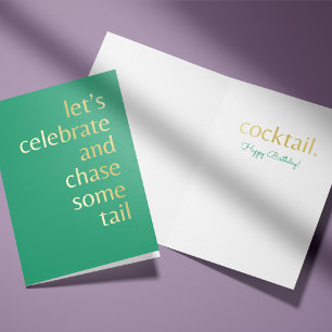 Green Chasing Cocktail Celebration Birthday Card