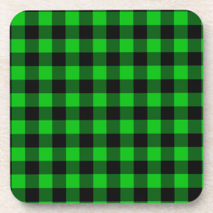 Green Check Beverage Coaster