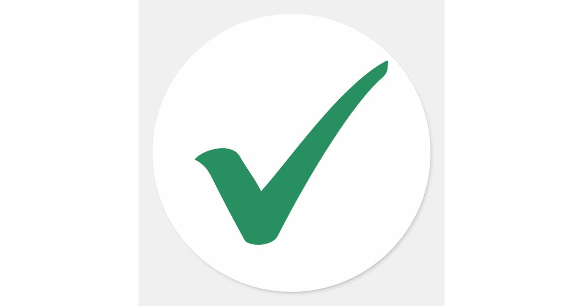 Mark Sticker Green Rework Green check mark classic round sticker | Zazzle