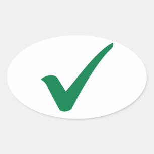 Green check mark oval sticker