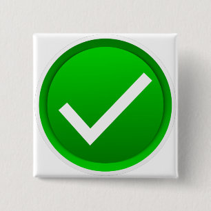 Green Check Mark Symbol 15 Cm Square Badge
