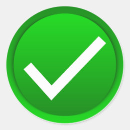 Green Check Mark Symbol Classic Round Sticker