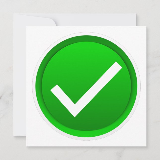 Green Check Mark Symbol Invitation (Front)