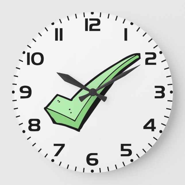 Green Check Mark Tick Symbol Large Clock (Front)