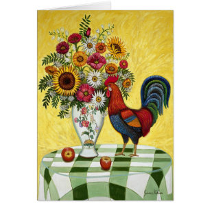 Green Check Rooster Card