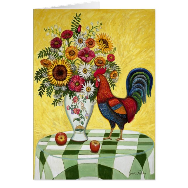 Green Check Rooster Card (Front)