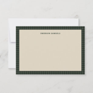 Green checked frame simple classic personalised card