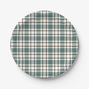 green checkered light tartan pattern paper plate