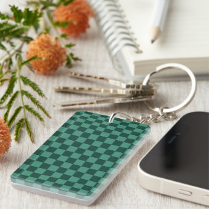 Green Checkered Style Key Ring
