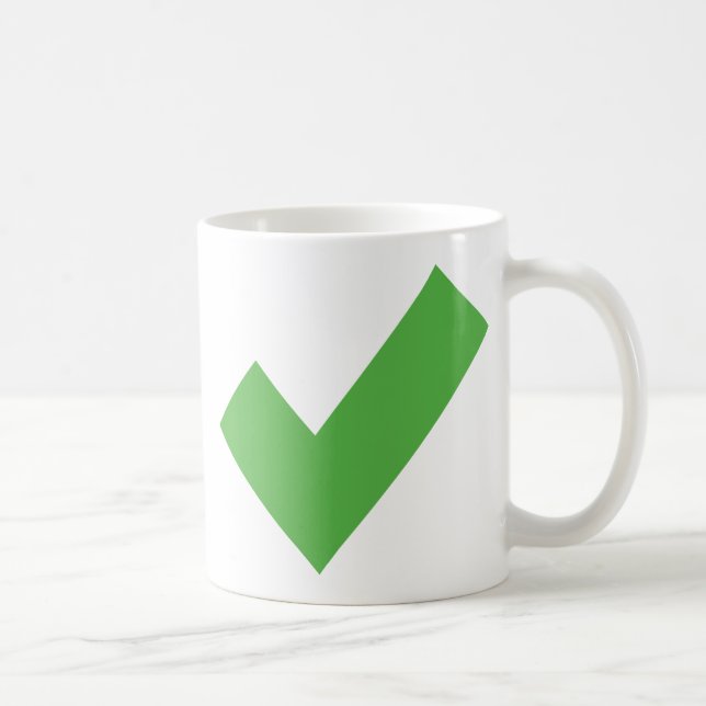 GREEN CHECKMARK CHECK CORRECT SYMBOL COFFEE MUG (Right)