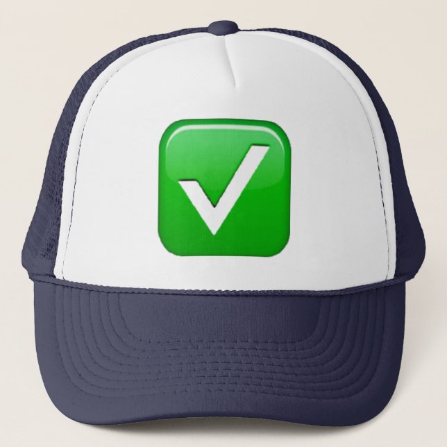 Green Checkmark In Box - Emoji Trucker Hat (Front)