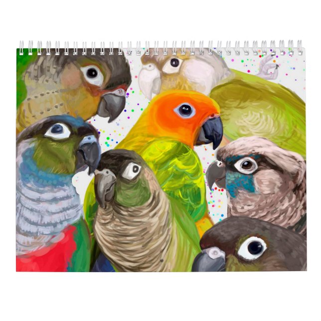 Green Cheek Conure Parrot 2021 Calendar (Back)