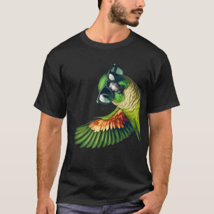 Green Cheek Conure Parrot With Sunglasses Funny T-Shirt