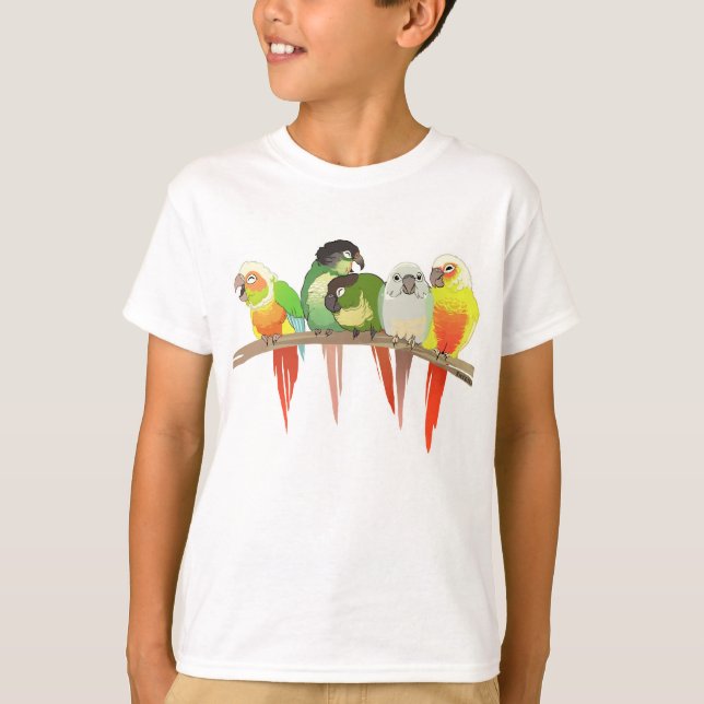 Green Cheek Conures T-Shirt (Front)