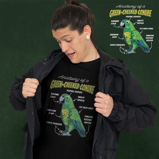Green Cheeked Conure Anatomy  T-Shirt (Creator Uploaded)