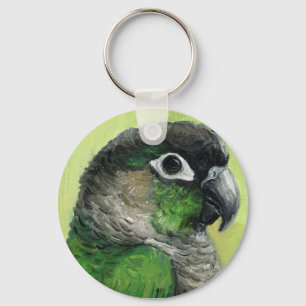 "Green Cheeked Conure" Bird Art Keychain