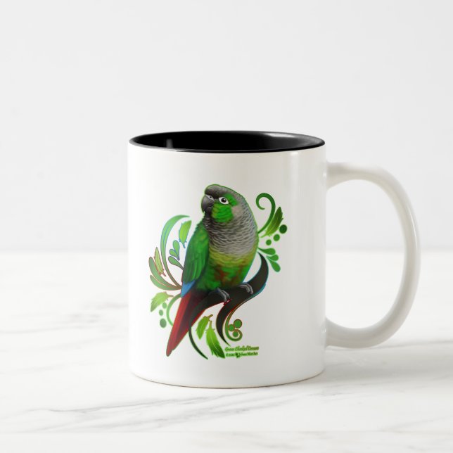 Green Cheeked Conure Two-Tone Coffee Mug (Right)